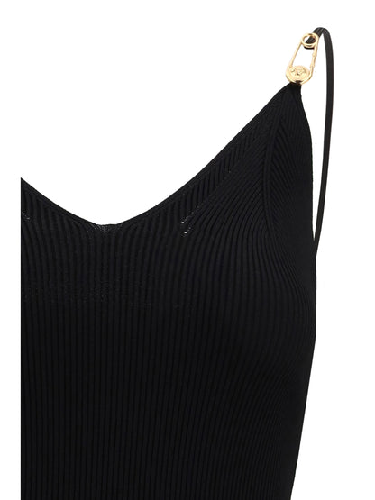 Slip Midi Dress Safety Pin Black