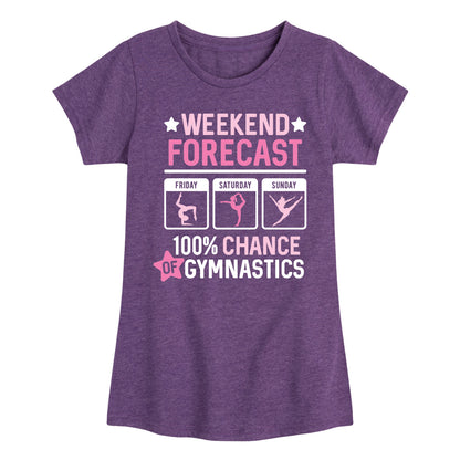 Instant Message - Weekend Forecast Gymnastics - Youth Girls Fitted Short Sleeve T-Shirt