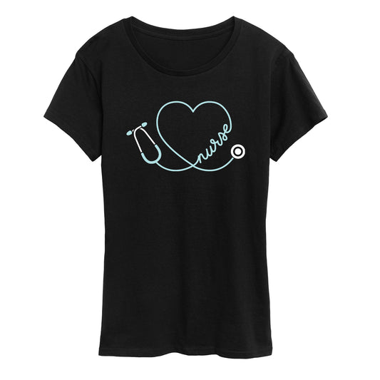 Instant Message - Nurse Heart Stethoscope - Women's Short Sleeve Graphic T-shirt