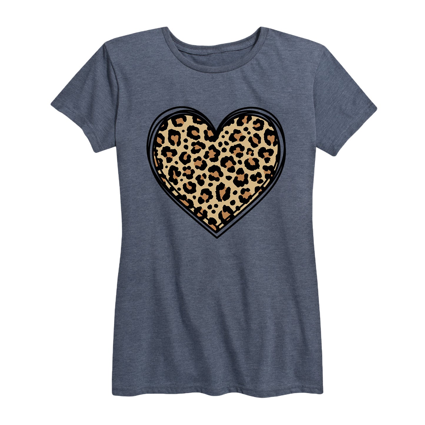 Instant Message - Sketch Leopard Heart - Women's Short Sleeve Graphic T-Shirt