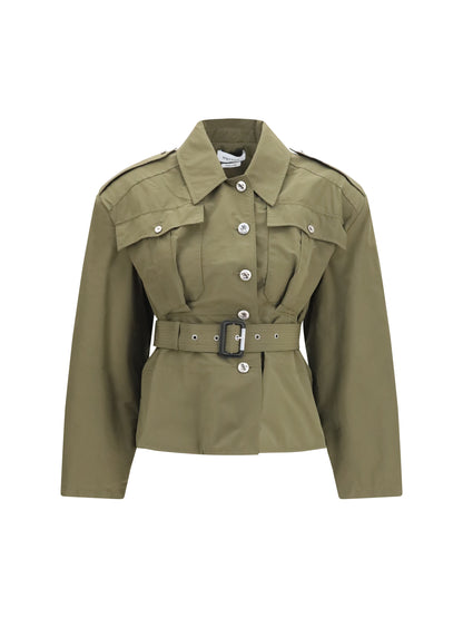 Jacket Cropped Belted High-Neck Woodland Green