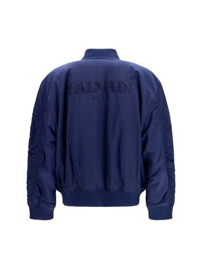 Nylon Bomber Jacket With Embroidered Back