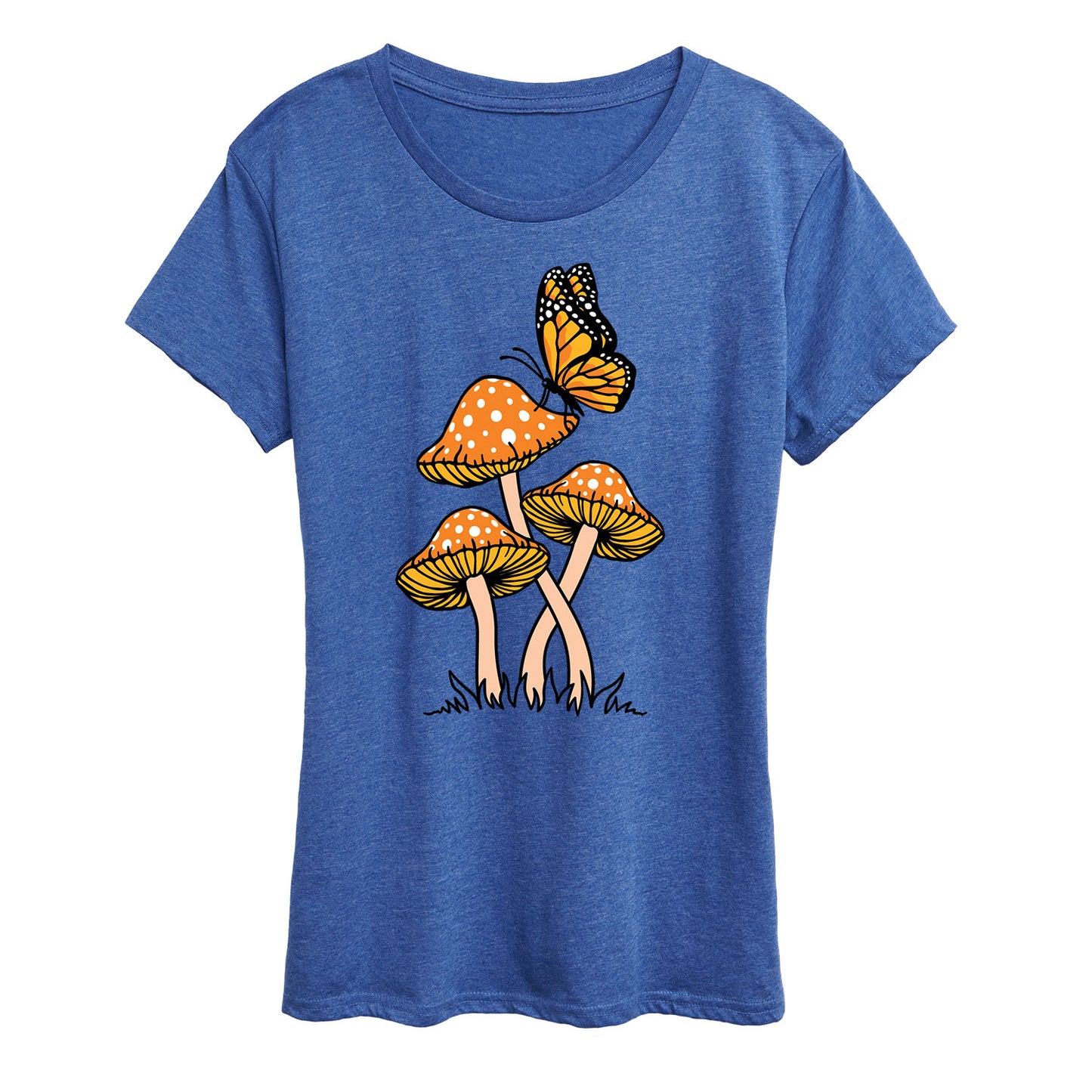 Instant Message - Mushrooms With Butterfly - Women's Short Sleeve Graphic T-Shirt