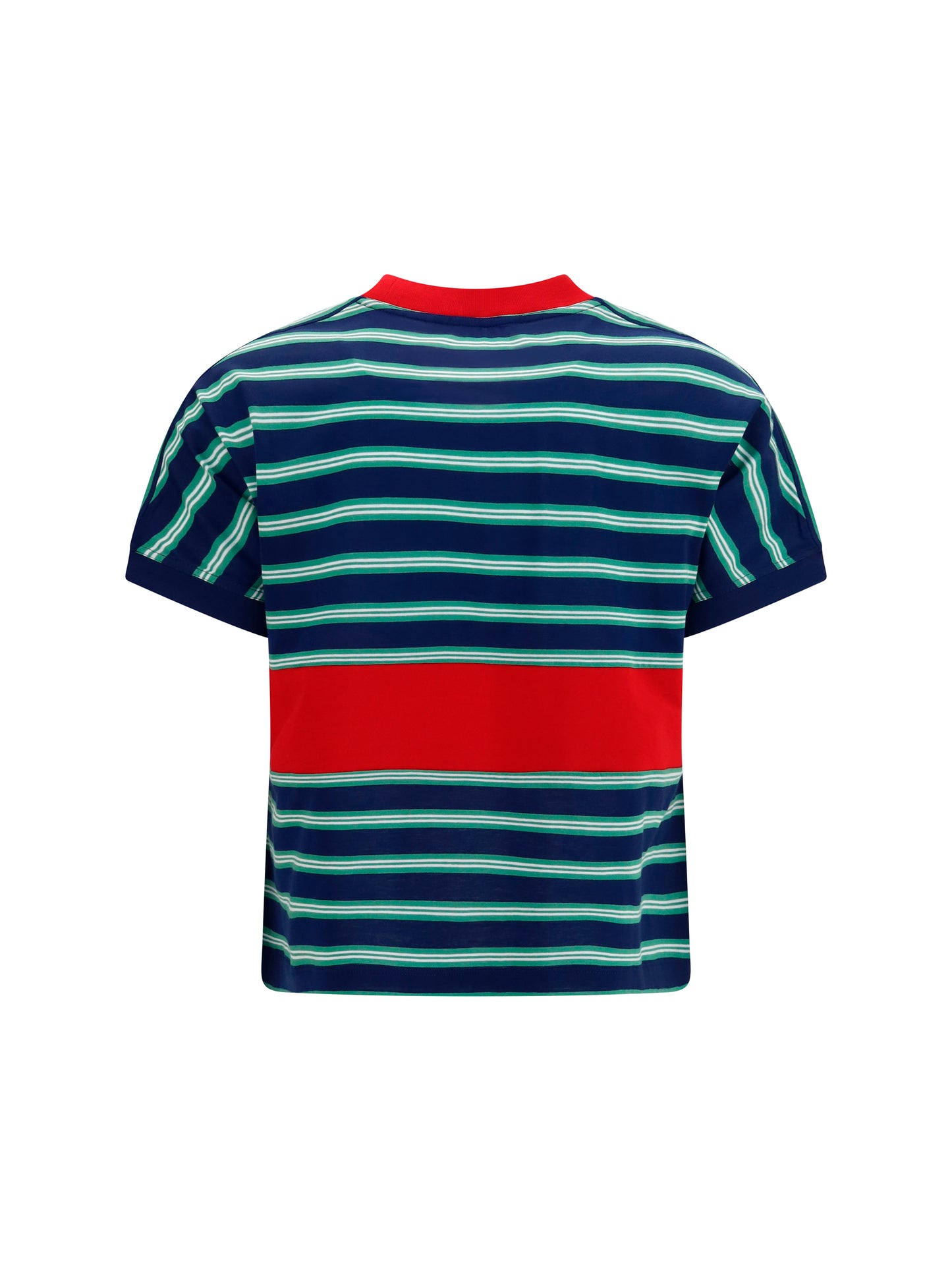 T-Shirt Striped Cotton Ink/Grass Green/White