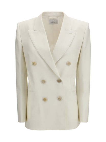 Jacket Double-Breasted Wool and Mohair White