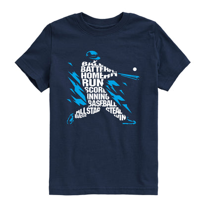 Instant Message - Baseball Batter Words - Youth Boys Short Sleeve Graphic T-Shirt
