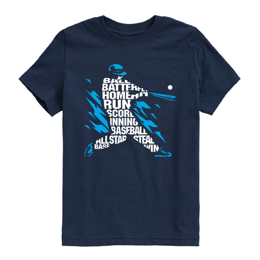 Instant Message - Baseball Batter Words - Youth Boys Short Sleeve Graphic T-Shirt