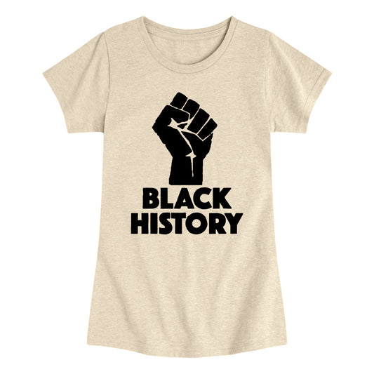 Instant Message - Black History Power - Youth Girls Fitted Short Sleeve T-Shirt