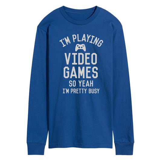 Instant Message - Im Playing Video Games Yeah Busy - Men's Long Sleeve T-Shirt