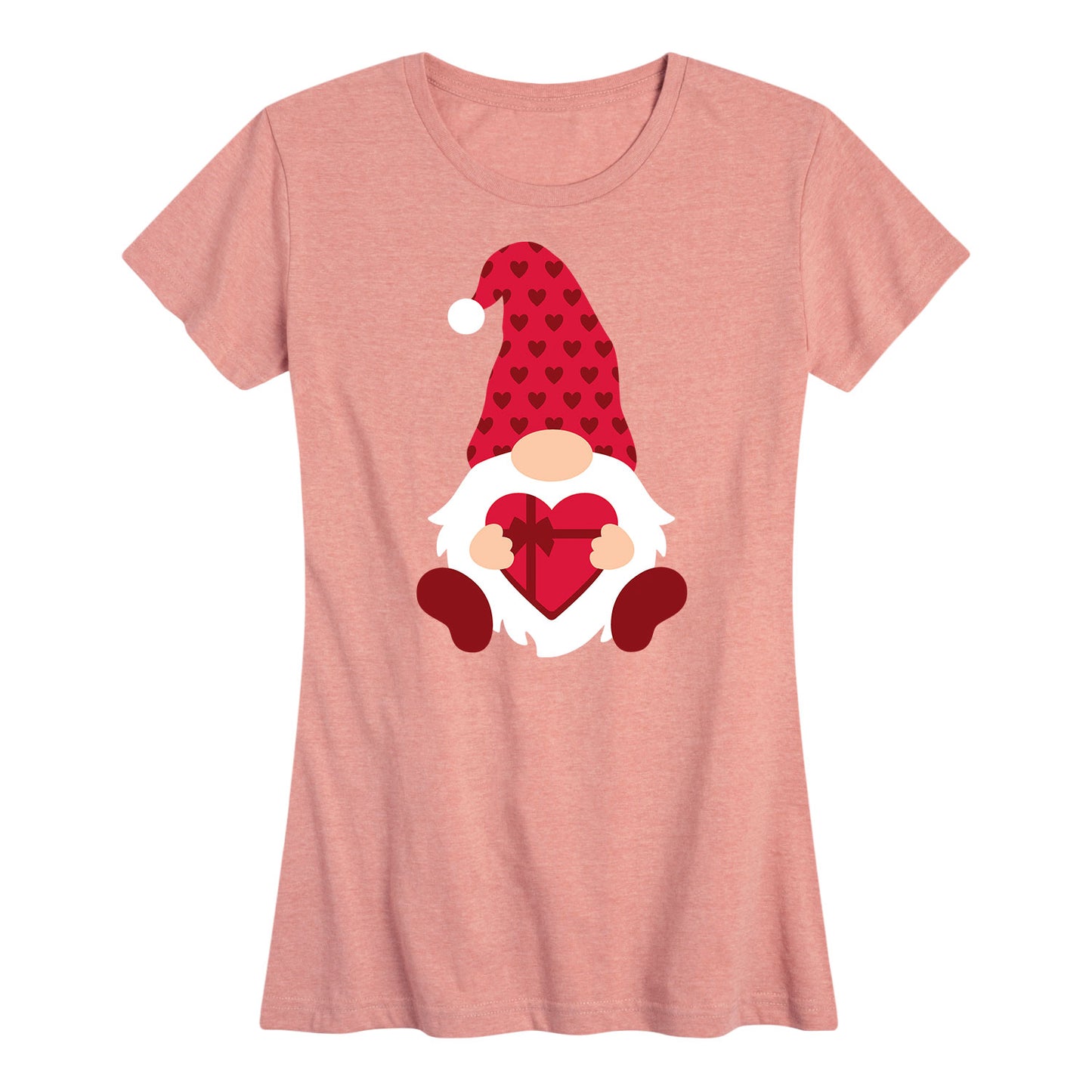 Instant Message - Valentine's Day Heart Chocolate Box Gnome - Women's Short Sleeve Graphic T-Shirt