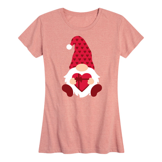 Instant Message - Valentine's Day Heart Chocolate Box Gnome - Women's Short Sleeve Graphic T-Shirt