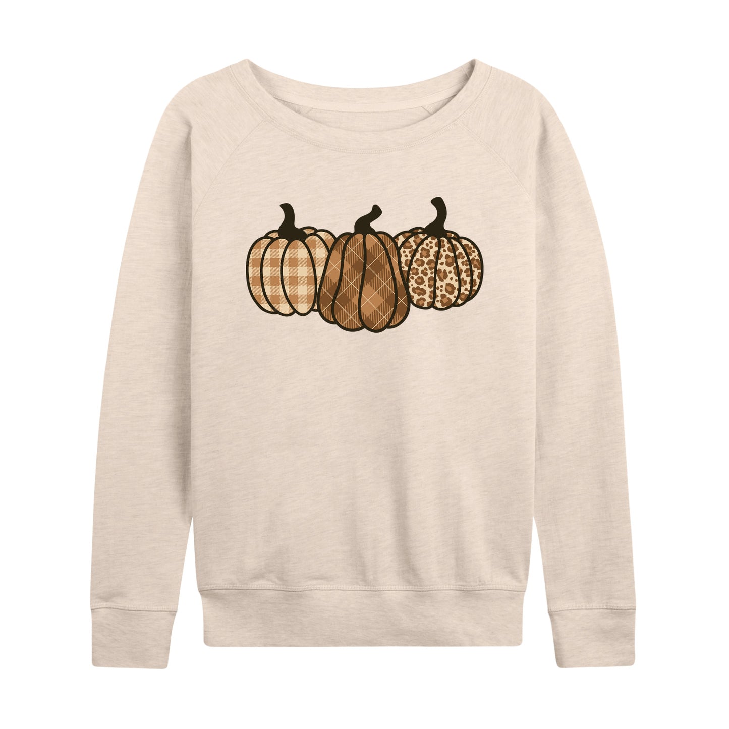 Instant Message - Brown Plaid Pumpkins - Women's Lightweight French Terry Long Sleeve Shirt