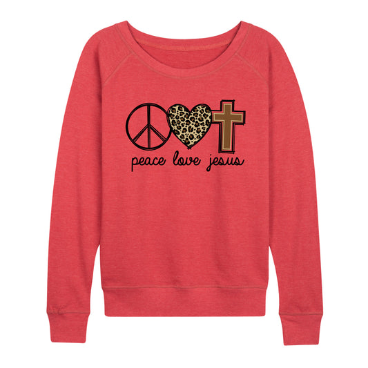 Instant Message - Peace Love Jesus - Women's Lightweight French Terry Long Sleeve Shirt