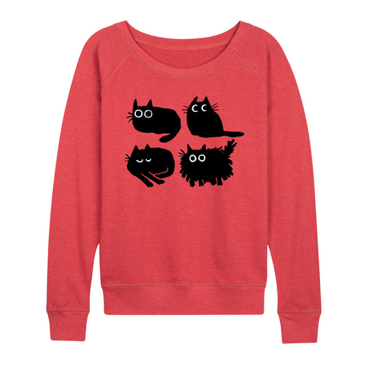 Instant Message - Sketched Black Cats - Women's Lightweight French Terry Long Sleeve Shirt