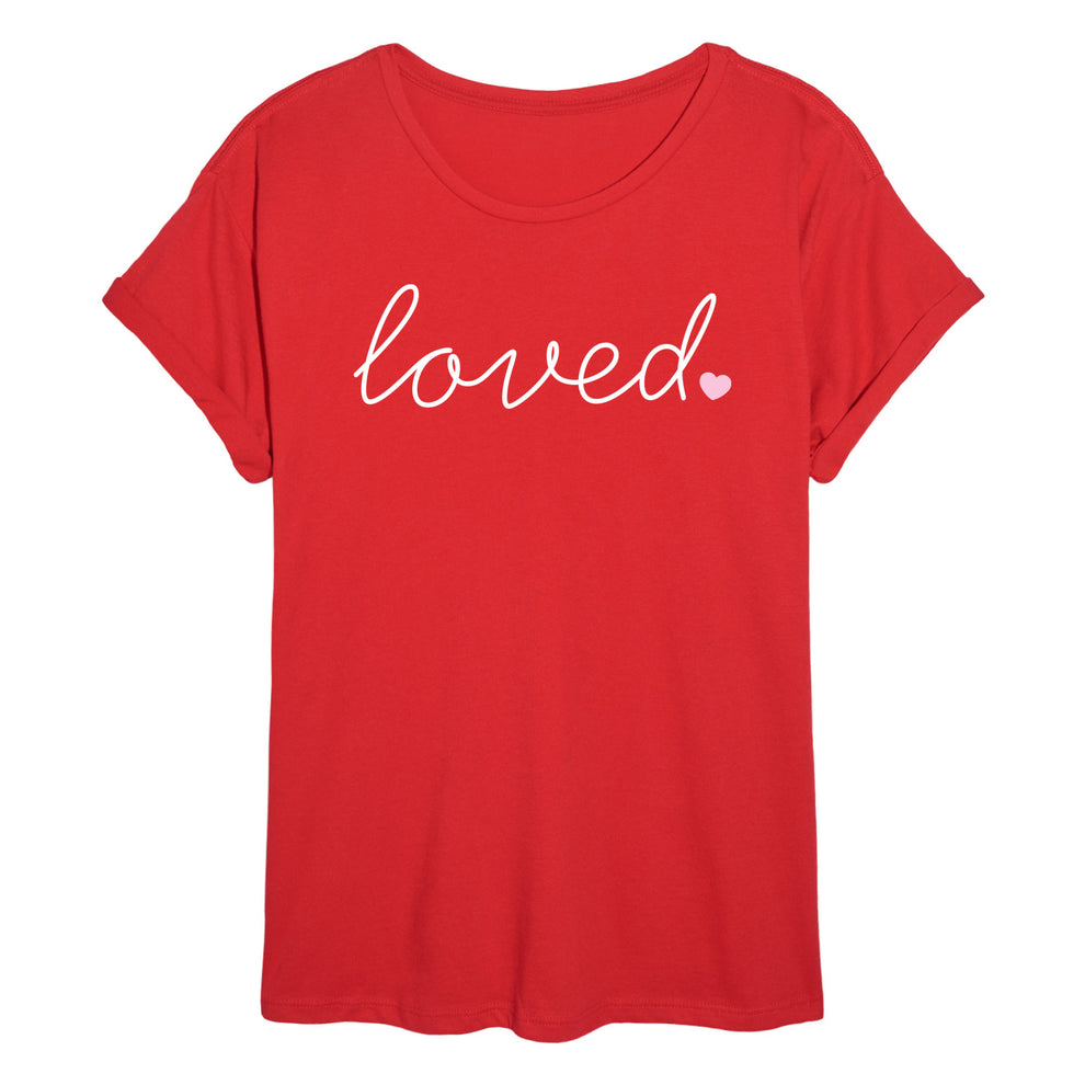 Women's - Instant Message - Script Loved With Heart Oversized Graphic T ...