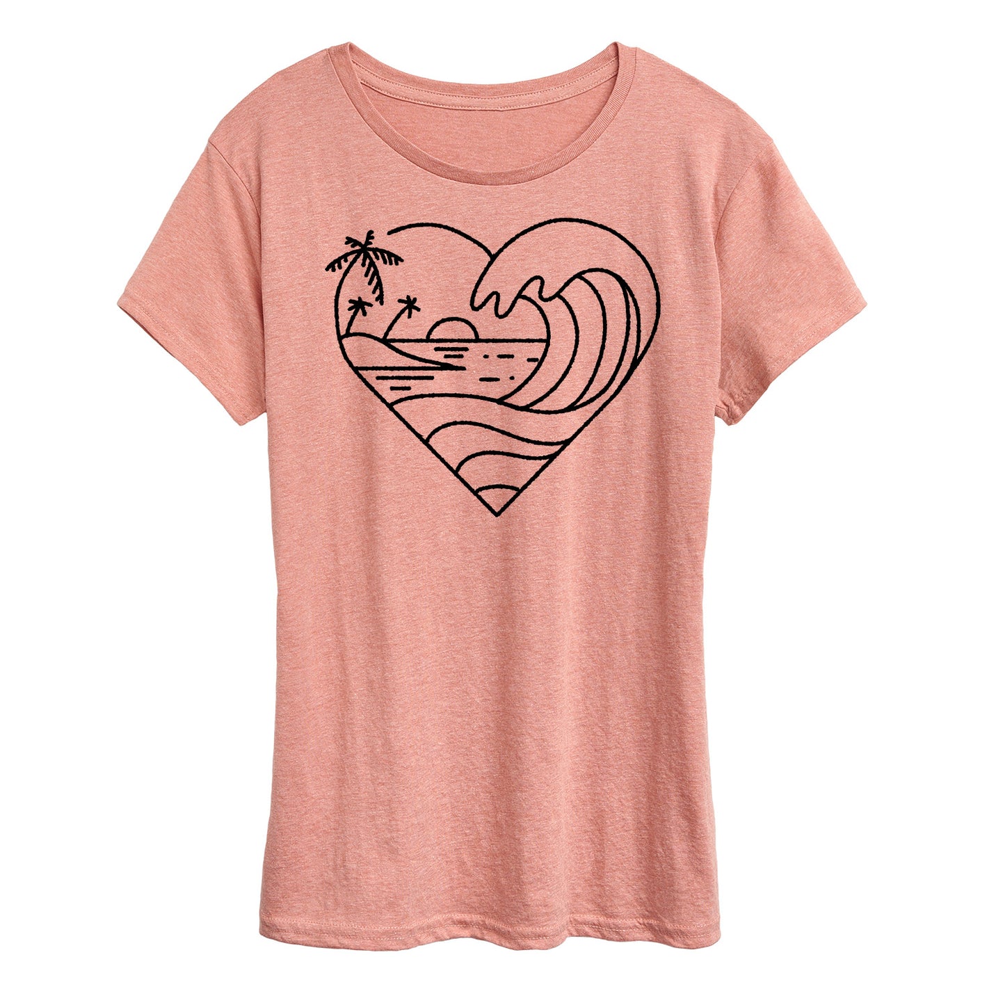 Instant Message - Heart Ocean Line Art - Women's Short Sleeve Graphic T-Shirt