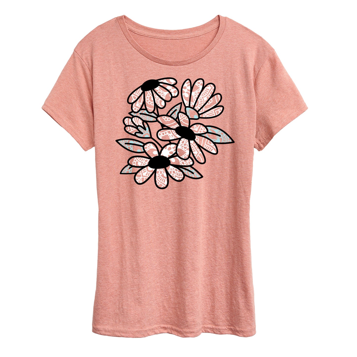Instant Message - Patterned Flowers - Women's Short Sleeve Graphic T-Shirt