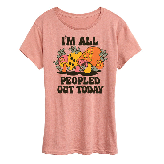 Instant Message - I'm All Peopled Out Today Mushrooms - Women's Short Sleeve Graphic T-Shirt