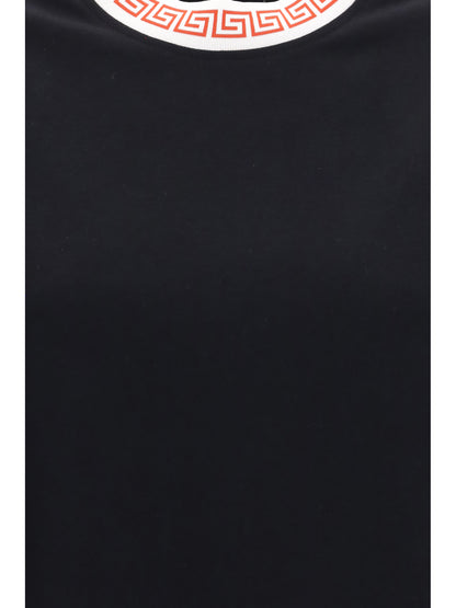 T-Shirt With Greca Detail Black