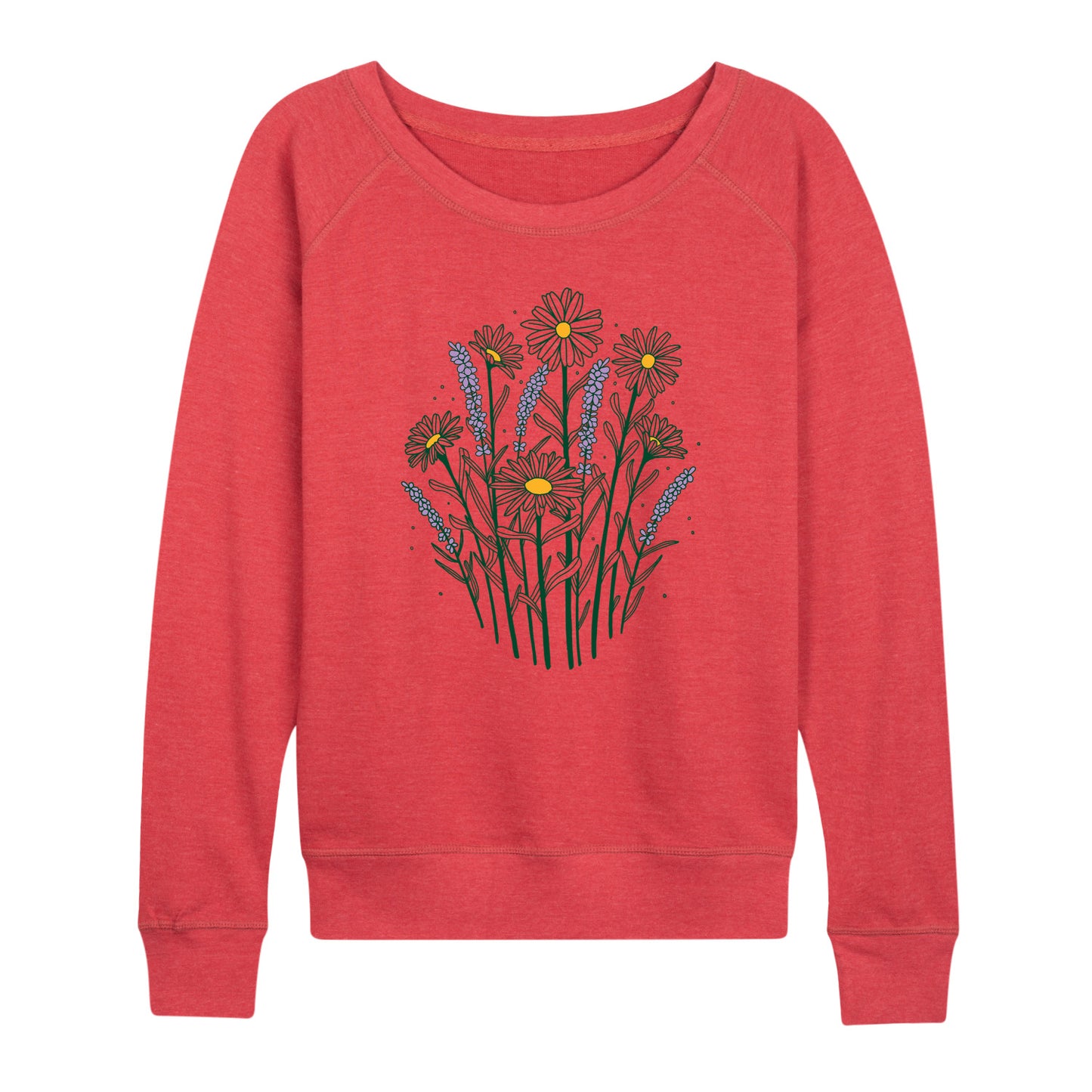 Instant Message - Spring - Lavender & Daisies - Women's Lightweight French Terry Long Sleeve Shirt