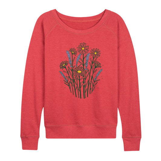 Instant Message - Spring - Lavender & Daisies - Women's Lightweight French Terry Long Sleeve Shirt