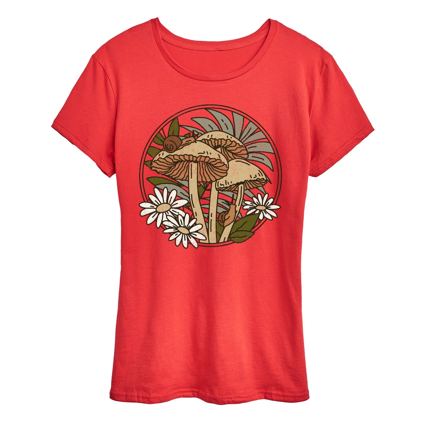 Instant Message - Spring - Mushrooms, Snails, & Daisies - Women's Short Sleeve Graphic T-Shirt