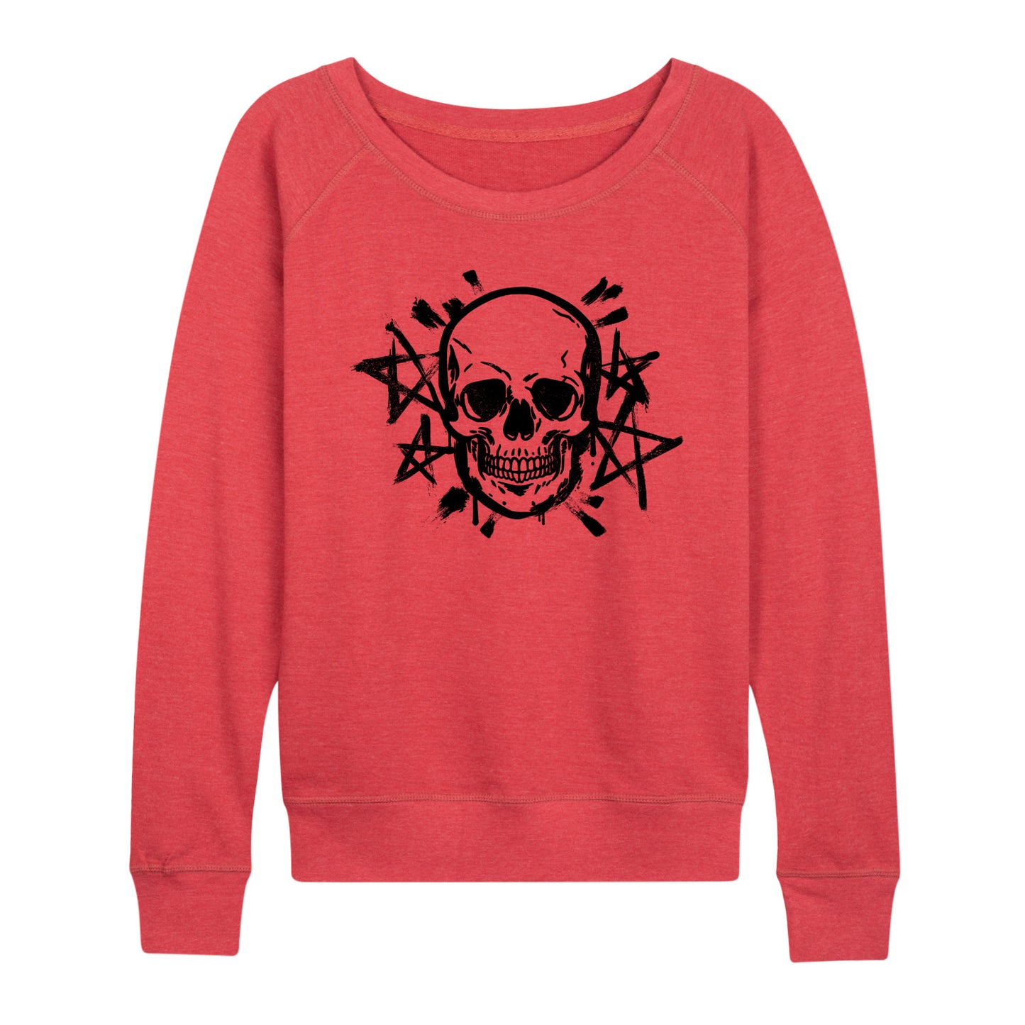 Instant Message - Skull And Stars - Women's Lightweight French Terry Long Sleeve Shirt