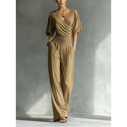 Women's V-Neck Slim Fit Straight Leg Jumpsuit