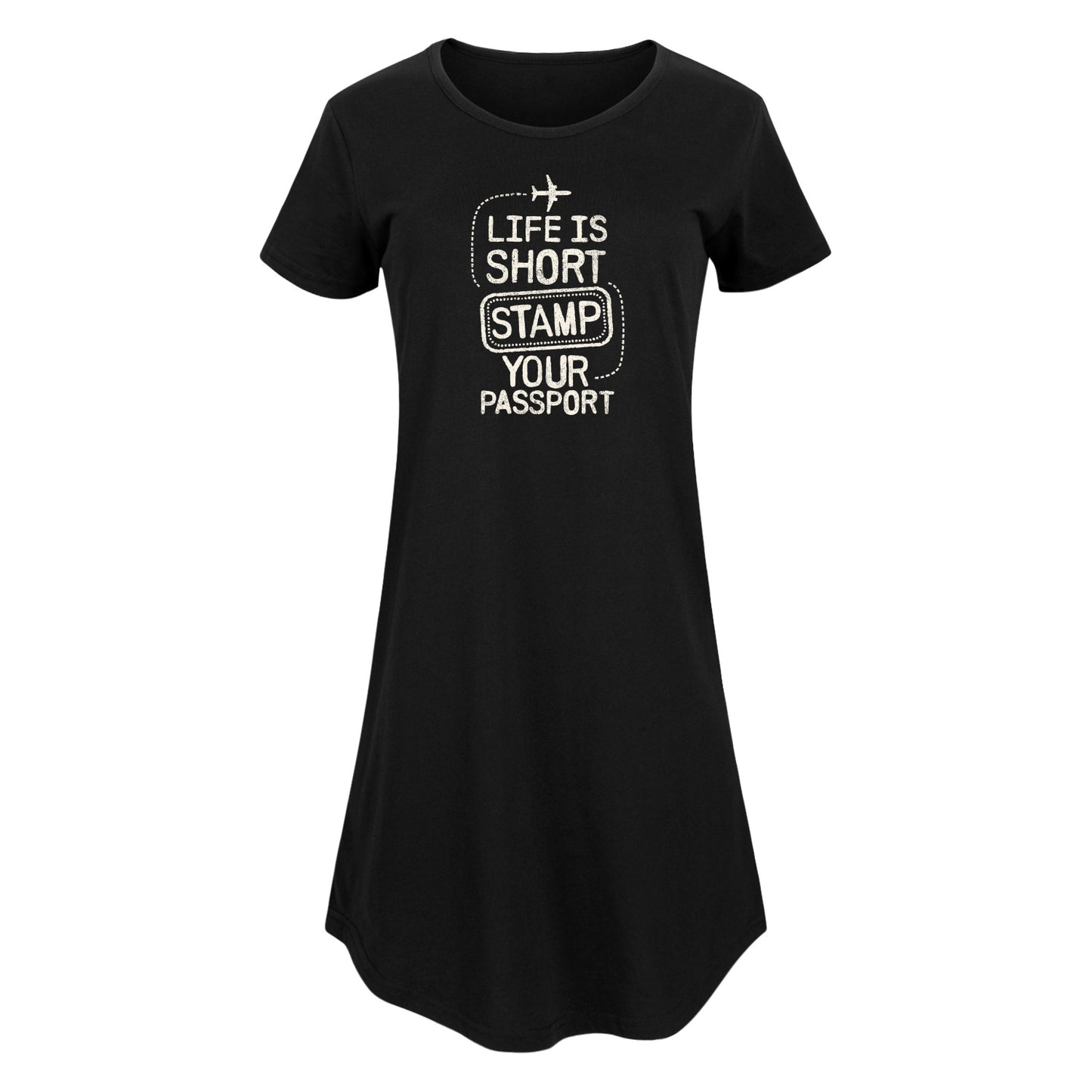 Instant Message - Life Is Short; Stamp Your Passport - Women's Any Way Dress