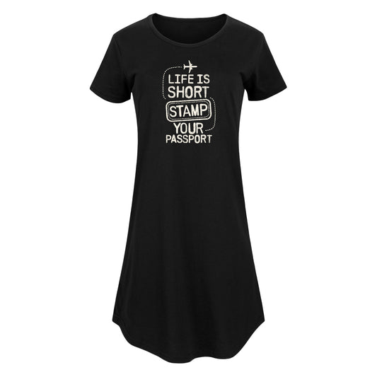 Instant Message - Life Is Short; Stamp Your Passport - Women's Any Way Dress