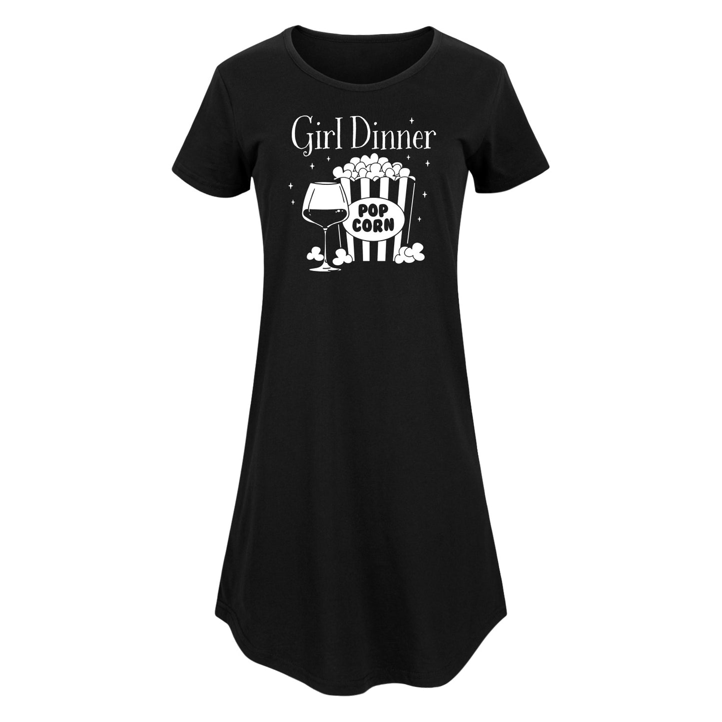 Instant Message - Girl Dinner Wine And Popcorn - Women's Any Way Dress