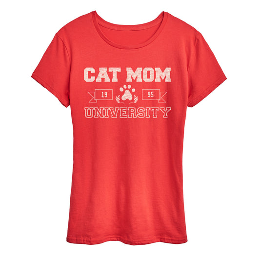 Instant Message - Cat Mom University - Women's Short Sleeve Graphic T-Shirt