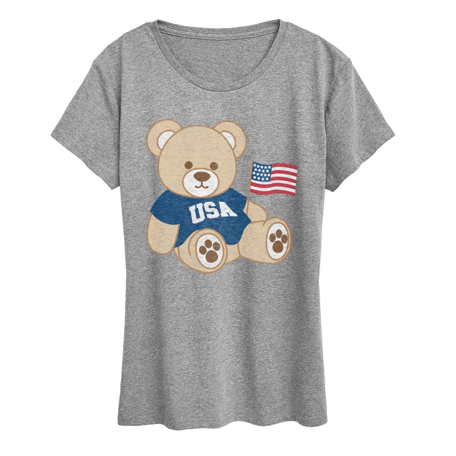 Women's - Instant Message - USA Teddy Bear Short Sleeve Graphic T