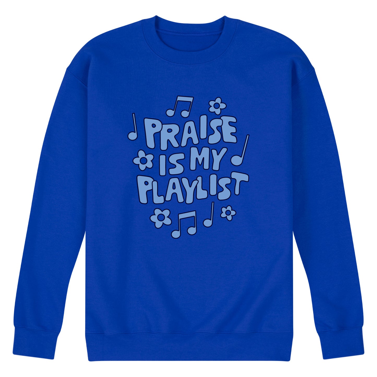 Instant Message - Praise Is My Playlist - Men's Long Sleeve Crew Fleece Sweatshirt