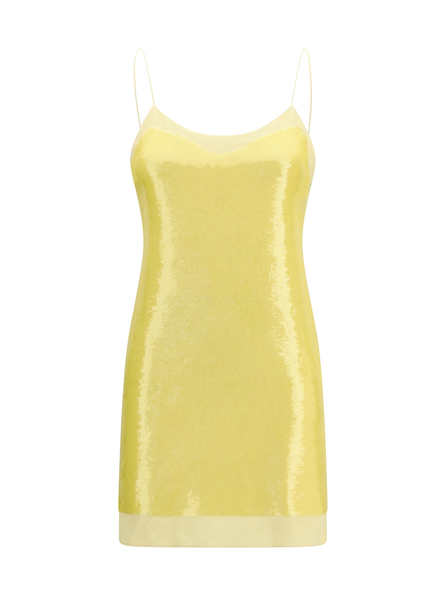 Mini Dress Sequined Soft Yellow