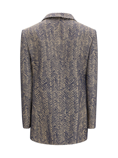 Single-Breasted Jacket Chevron Jacquard — Medieval Blue