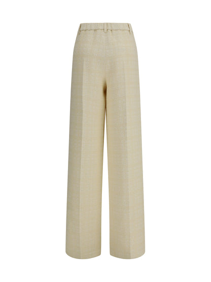 Trousers Cotton Tweed Beige/White