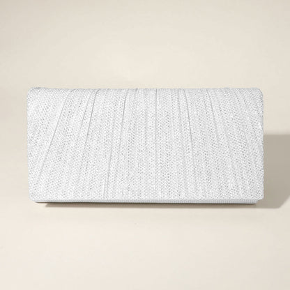 Pleated Shimmery Evening Clutch Crossbody Bag