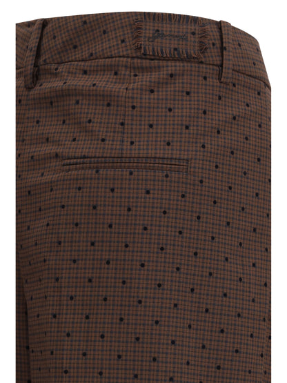 Flocked Plaid Crossover Pants Chicory Coffee