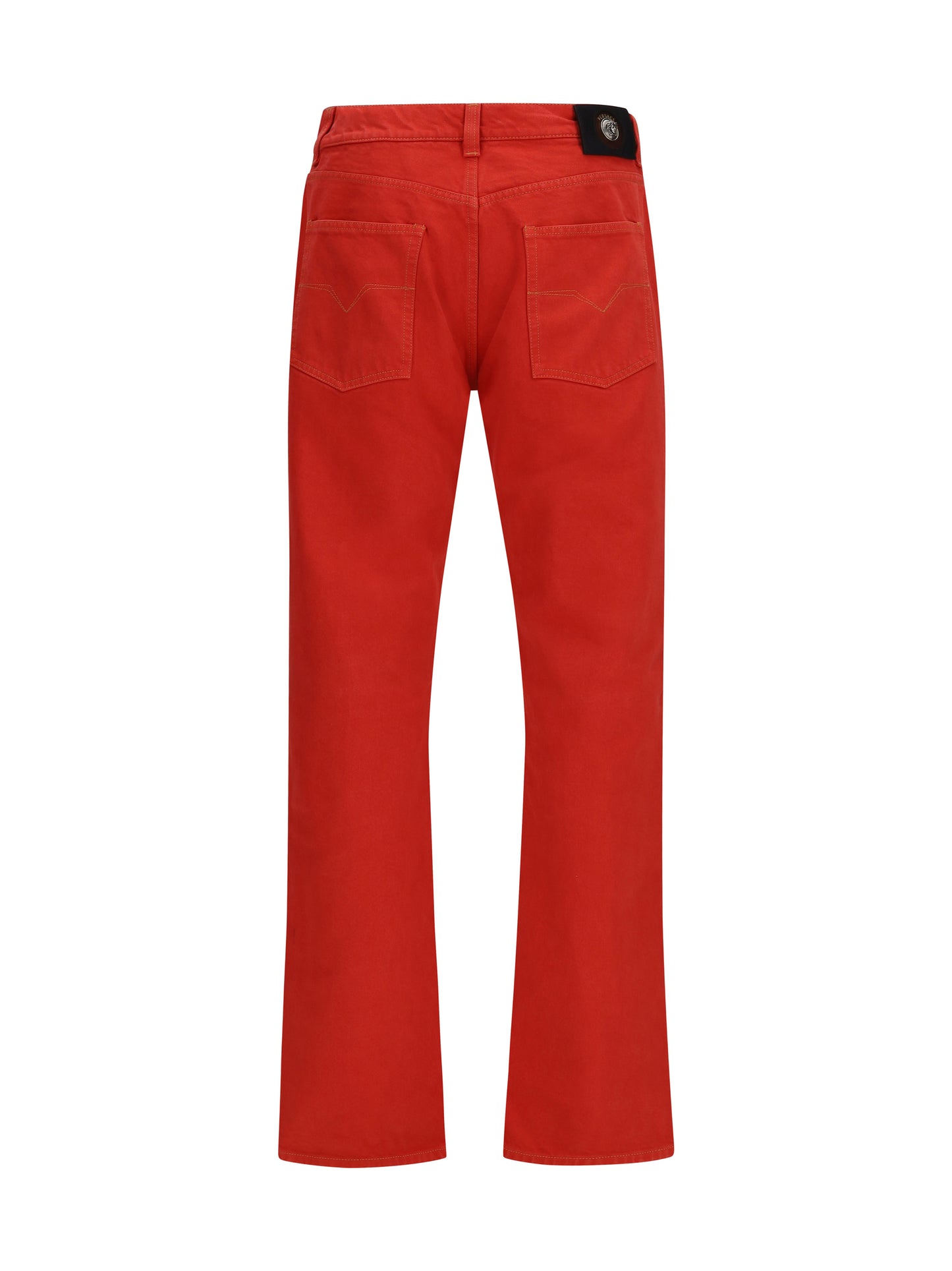 Jeans Straight-Leg Red Cotton Denim