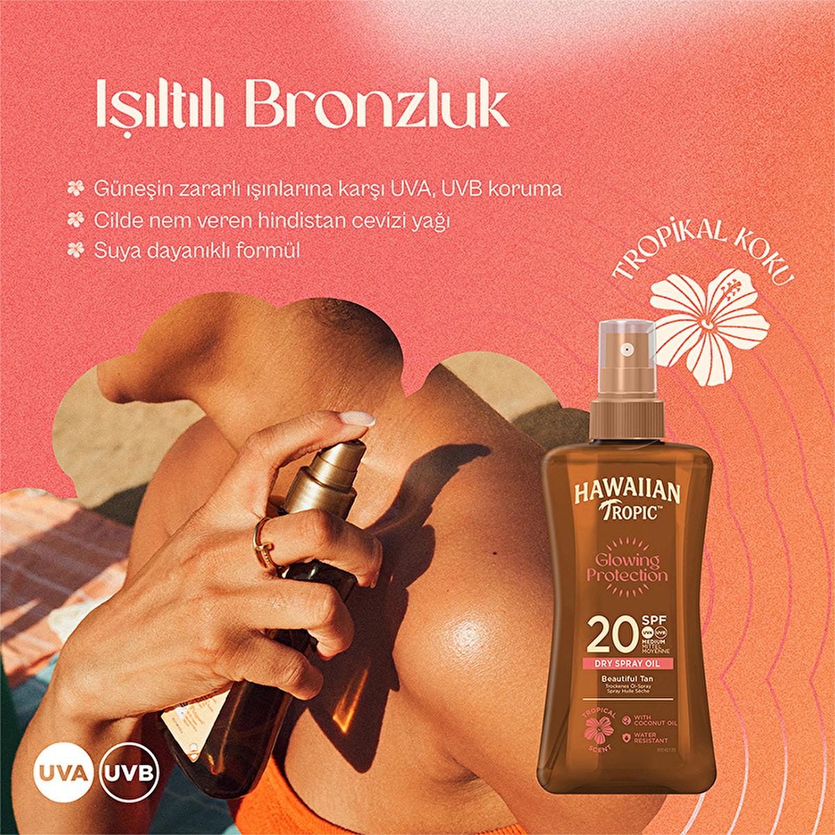Hawaiian Tropic Glowing Protection SPF20 Sunscreen Oil: Tan & Moisturize with UVA/UVB Protection