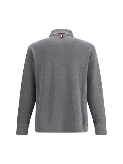 Long Sleeve Polo Shirt Medium Grey