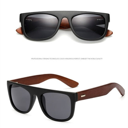 Bamboo Wooden Arms Sunglasses Men Women Black Sunglasses