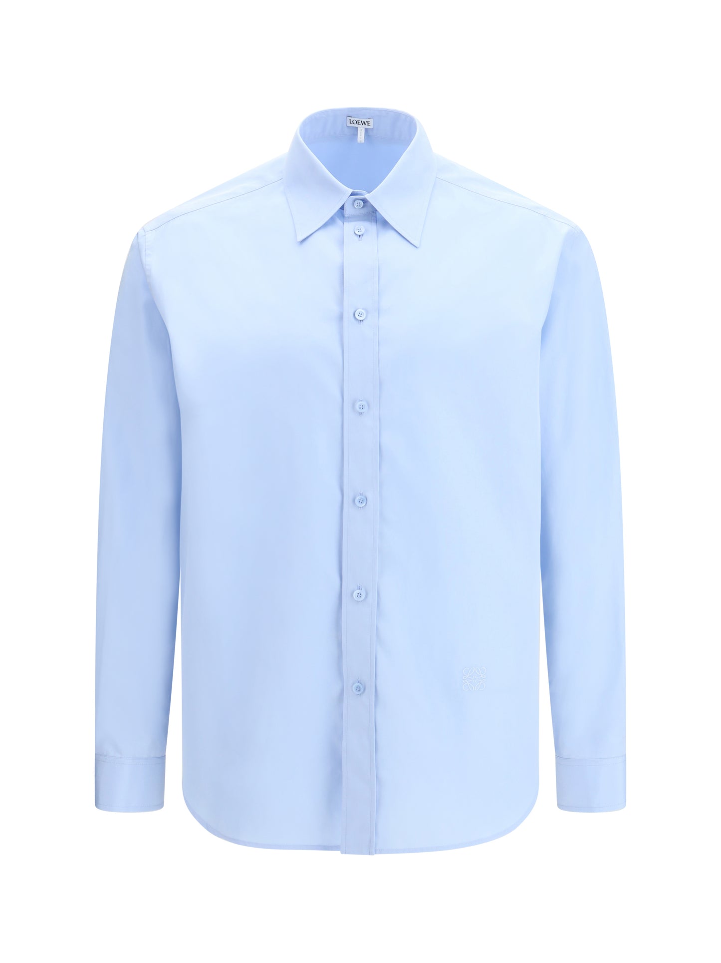 Shirt With Anagram Embroidery Light Blue