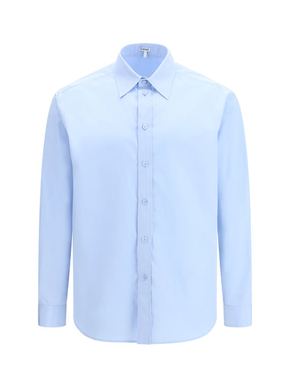 Shirt With Anagram Embroidery Light Blue