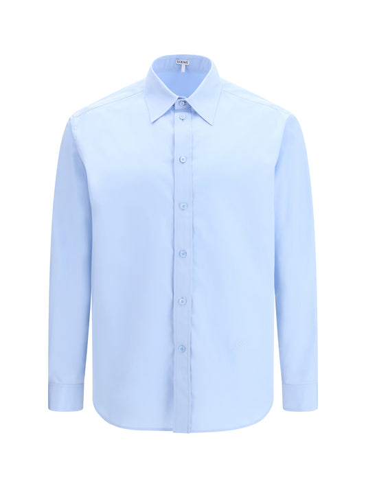 Shirt With Anagram Embroidery Light Blue