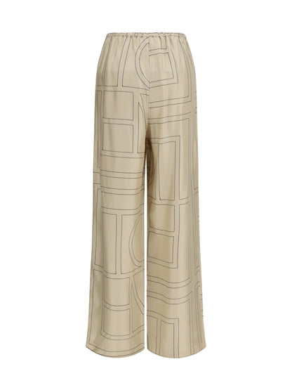 Pants Silk Monogram Ivory