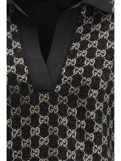 Top Wool Lamé Tweed Black