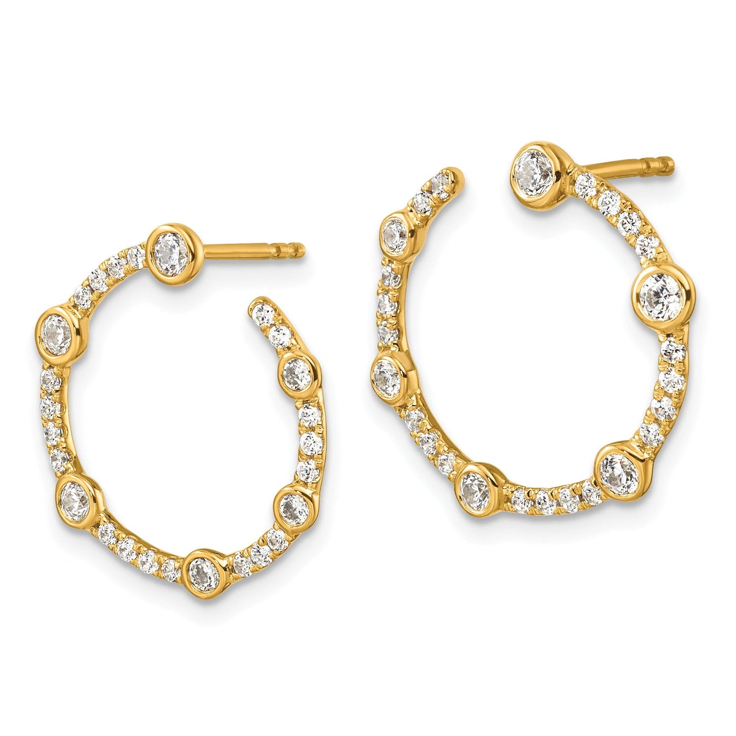 14k White Gold Lab Grown Diamond Front Hoop Earrings