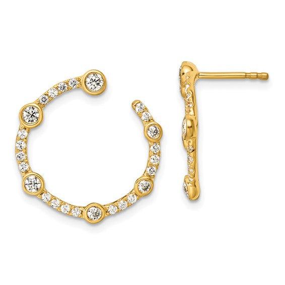 14k White Gold Lab Grown Diamond Front Hoop Earrings